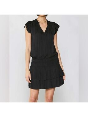 Current Air Drop Waist Black Tiered Ruffle Zoey Mini Dress size medium